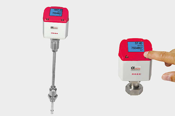 Durchflussmesser für gasförmige Medien, Thermischee Massedurchflussmesser, Normvolumenstrommessung,Modbus-RTU, M-Bus, IKSO 50001, Neu: Bidirektionale Messung optional